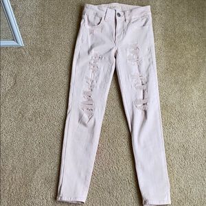 light pink american eagle ripped jeans, size 0